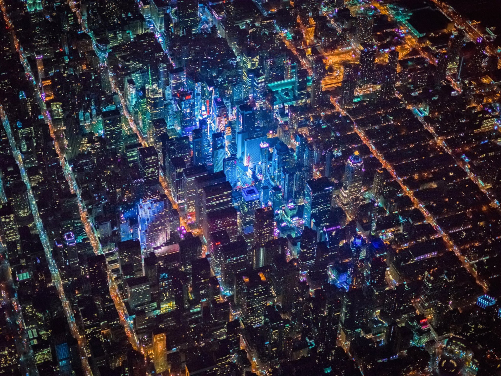 Wallpaper cityscape, night, space, skyscraper, New York City