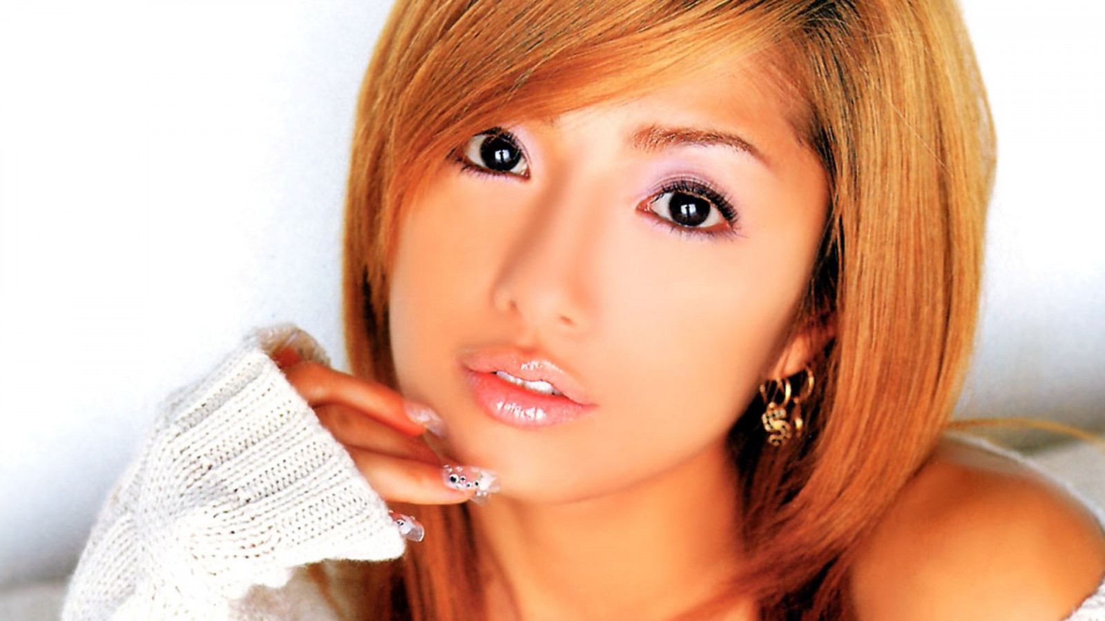 Wallpaper Face Redhead Model Long Hair Asian Singer Black Hair Mouth Nose Toy Skin 