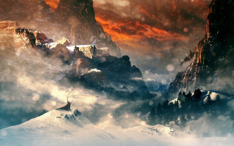 krajina, hory, fantasy umění, nebe, slunečnímu záření, Příroda krajina, hory, fantasy umění, nebe, slunečnímu záření, Příroda