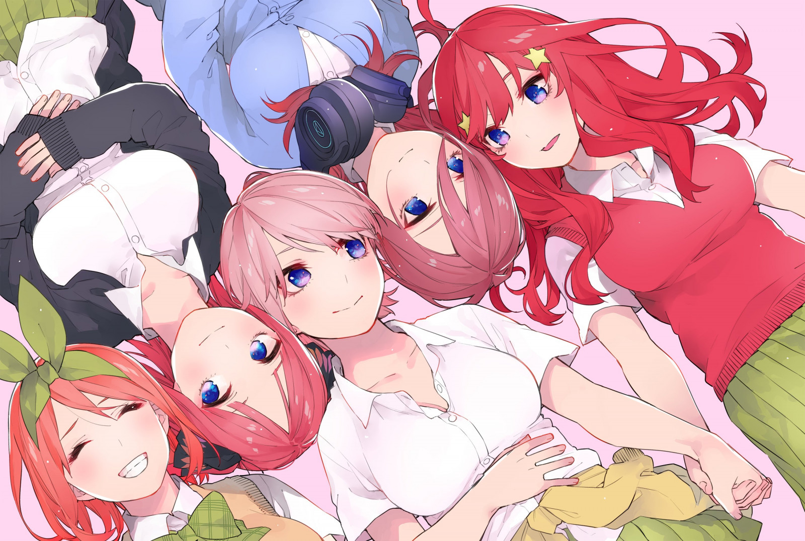 anime, anime dívky, 5 toubun no Hanayome, Nakano Miku, Nakano Itsuki, Nakano Ichika, Nakano Nino, Nakano Yotsuba