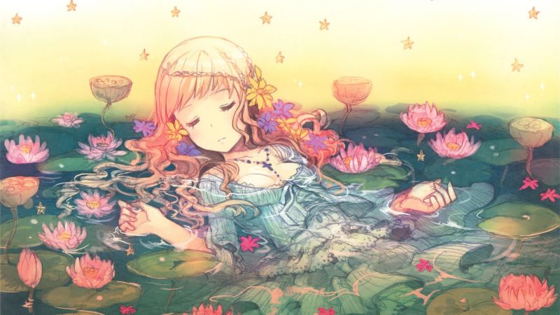 malování, ilustrace, zavřenýma očima, anime, anime dívky, umělecká díla malování, ilustrace, zavřenýma očima, anime, anime dívky, umělecká díla