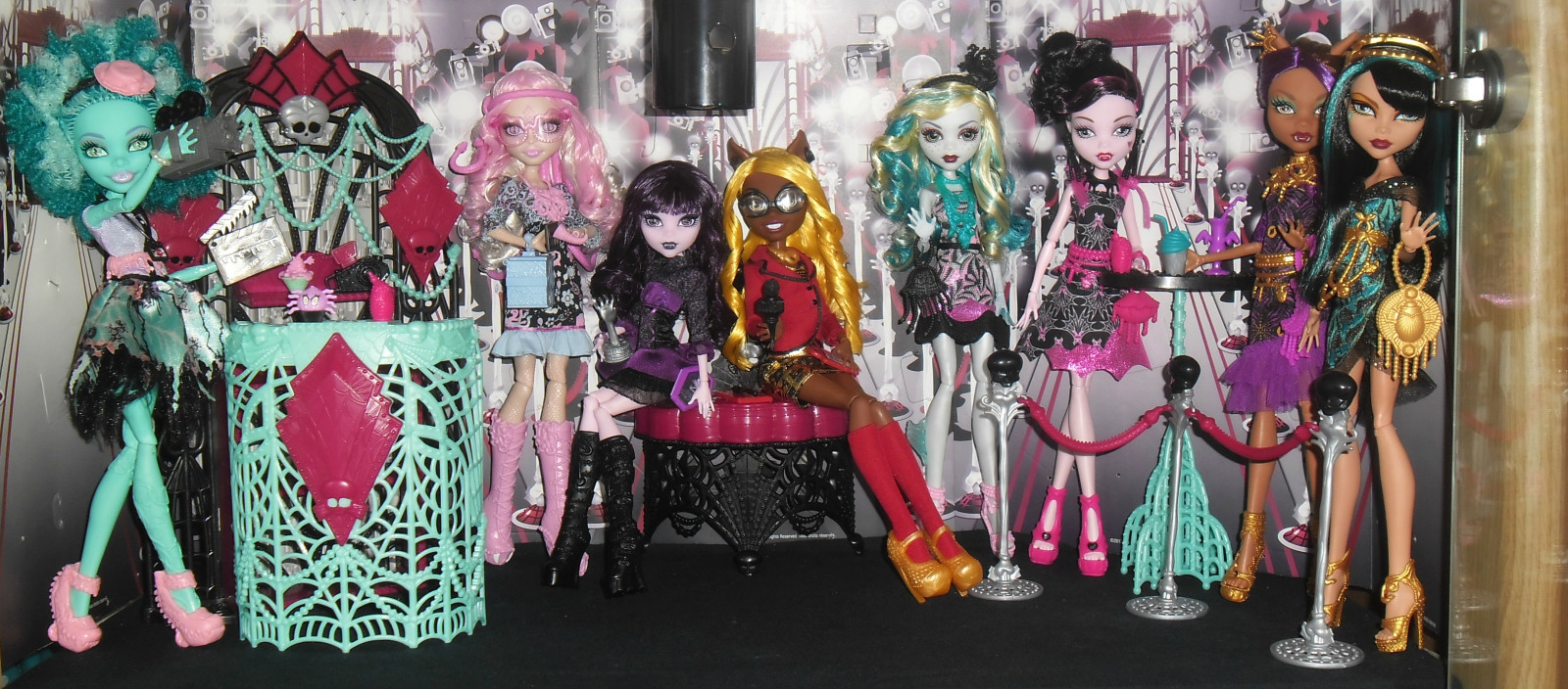 Fotoaparát, modrý, Miláček, móda, vlk, růžový, bažina, Nil, příšera, hala, 2014, vysoký, akce, oslava, de, Mattel, Zobrazit, netvor, panenky, Cleo, Clawdeen, premiéra, Draculaura, Playset, Lagoona, Clawdia, Strach, Viperin, Elissabath