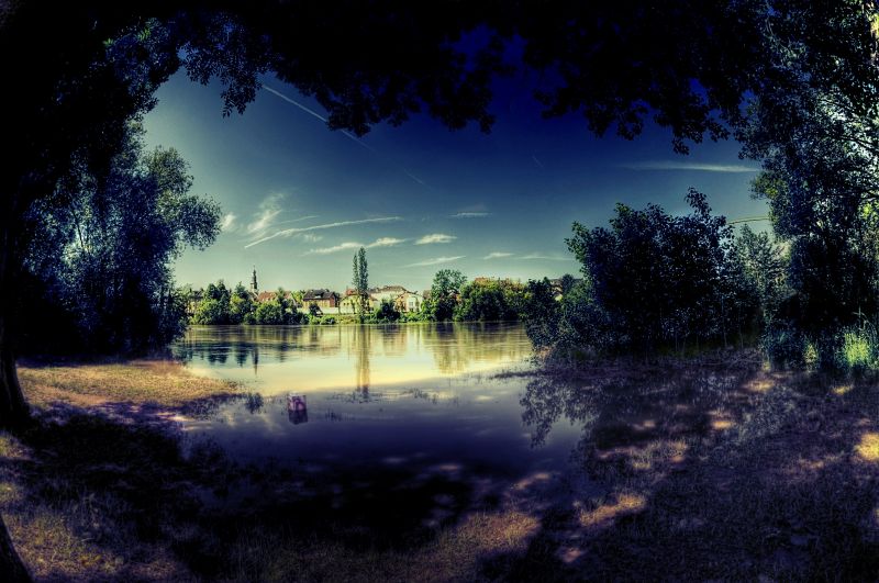 slunečnímu záření, krajina, děti, jezero, voda, noc slunečnímu záření, krajina, děti, jezero, voda, noc