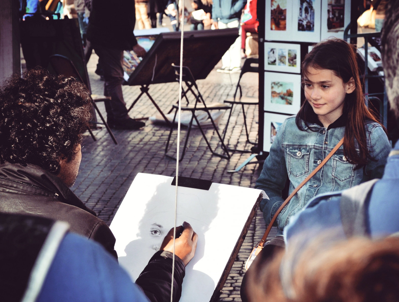 Bella, nina, Na výšku, pintor, Retratista, arte, calle, náměstí, Navona, roma, Italia, Lapiz, cara, dibujo, dibujar, Karikatura, Vaquera, cuadro, Japo, garcia, foto