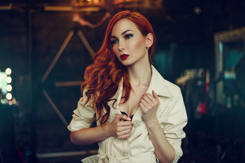 Dmitry Ermokhin, dlouhé vlasy, ženy, portrét, ryšavý, makeup Dmitry Ermokhin, dlouhé vlasy, ženy, portrét, ryšavý, makeup