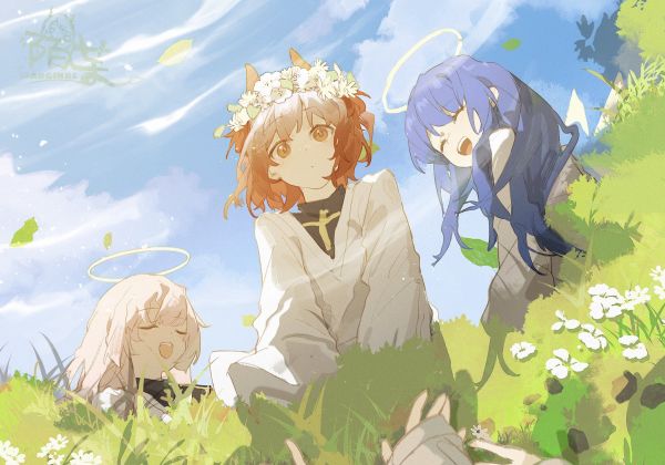 Arknights,flowers,Fiammetta Arknights,Fiammetta,clear sky,nimbus