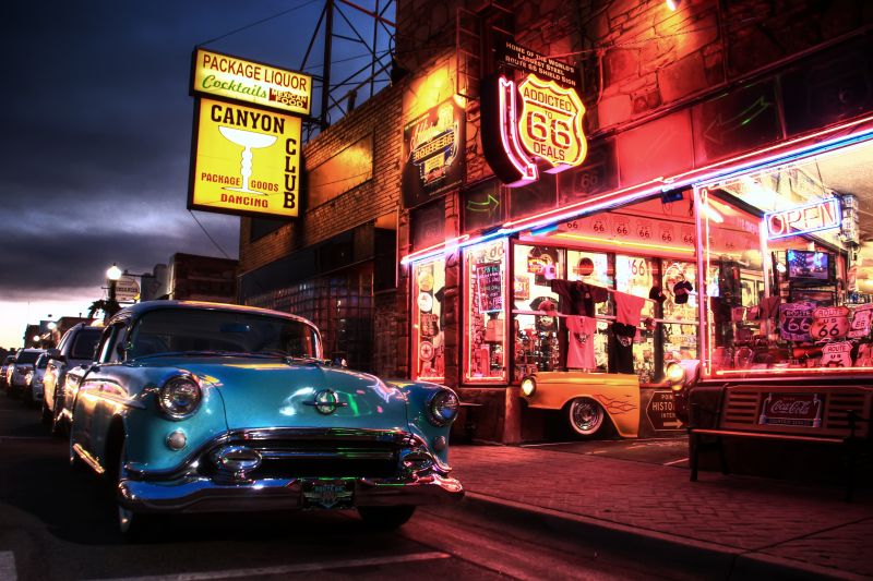 noc, auto, motorové vozidlo, automobilového designu, klasický, ulice