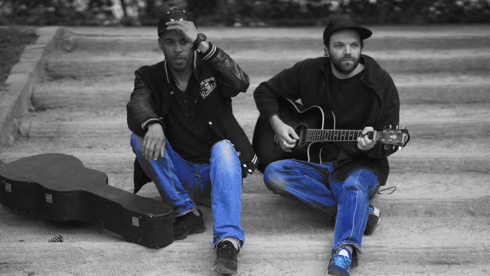 modrý, Přátelé, hrát si, džíny, couleur, guitare