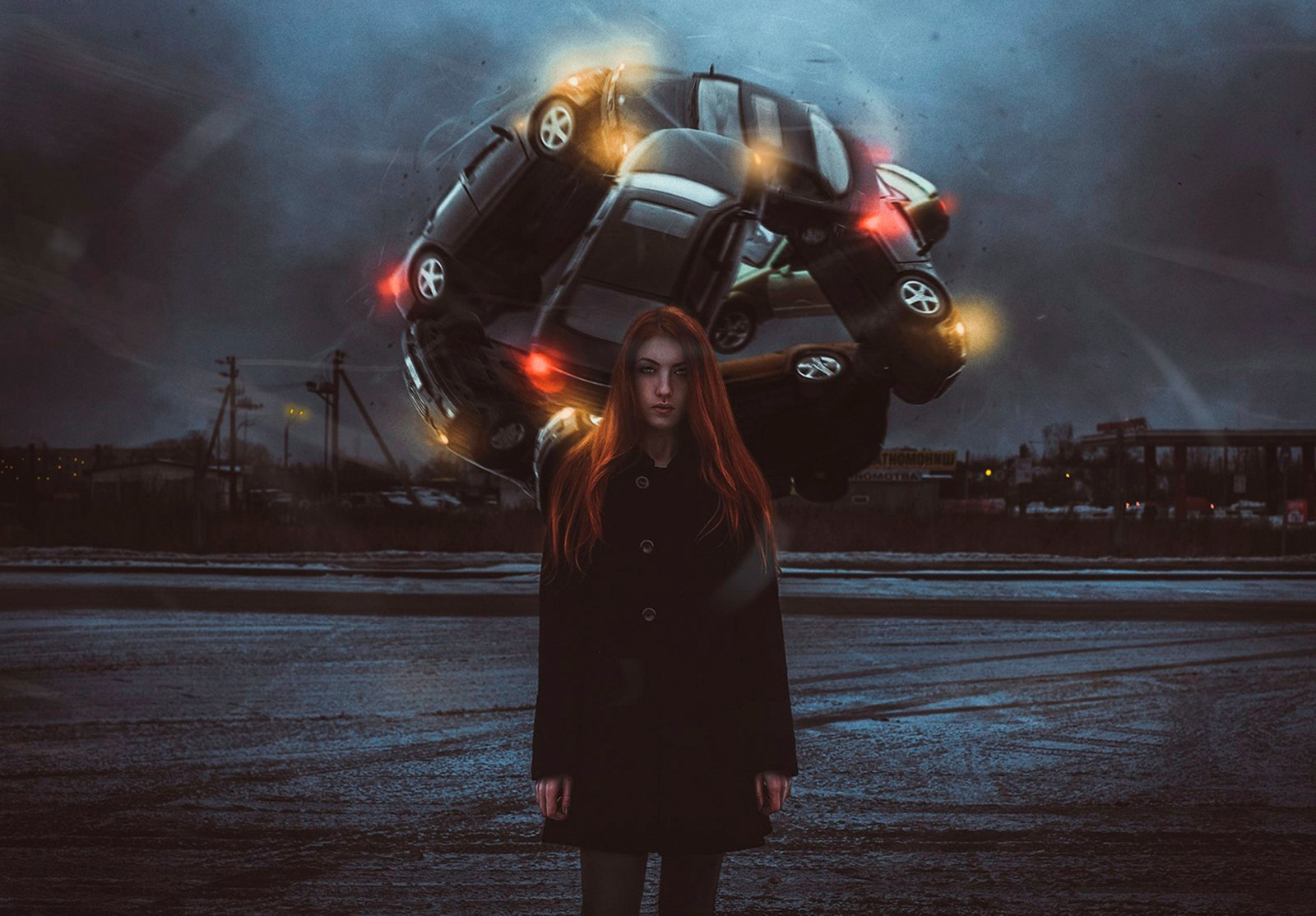 ženy, fantasy umění, auto, umělecká díla, Yuri shwedoff, tma, Snímek obrazovky, počítač tapeta, 1920x1337 px