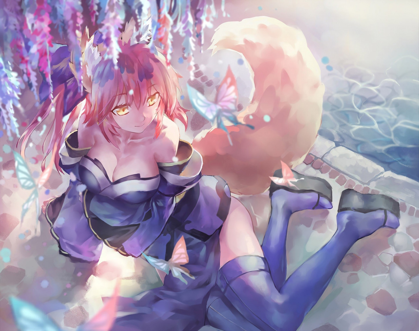 Anime, Kitsunemimi, Fate Series, Fate Extra, Caster Fate Extra, kwiat