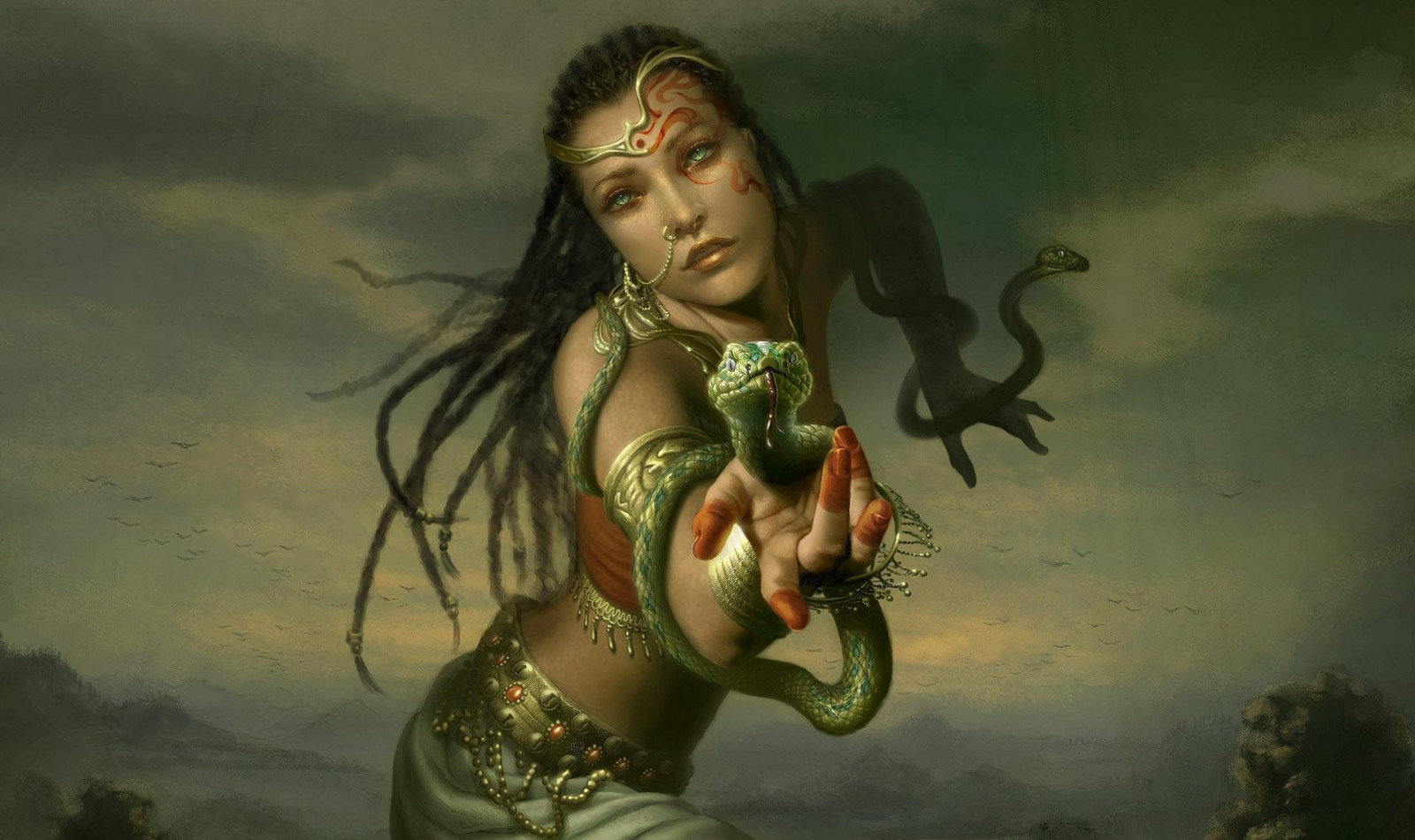 Pletené pásy, šperky, mytologie, dívka, ruka, Snímek obrazovky, počítač tapeta, fiktivní postava, žena bojovník, mýtické zvíře, hadi
