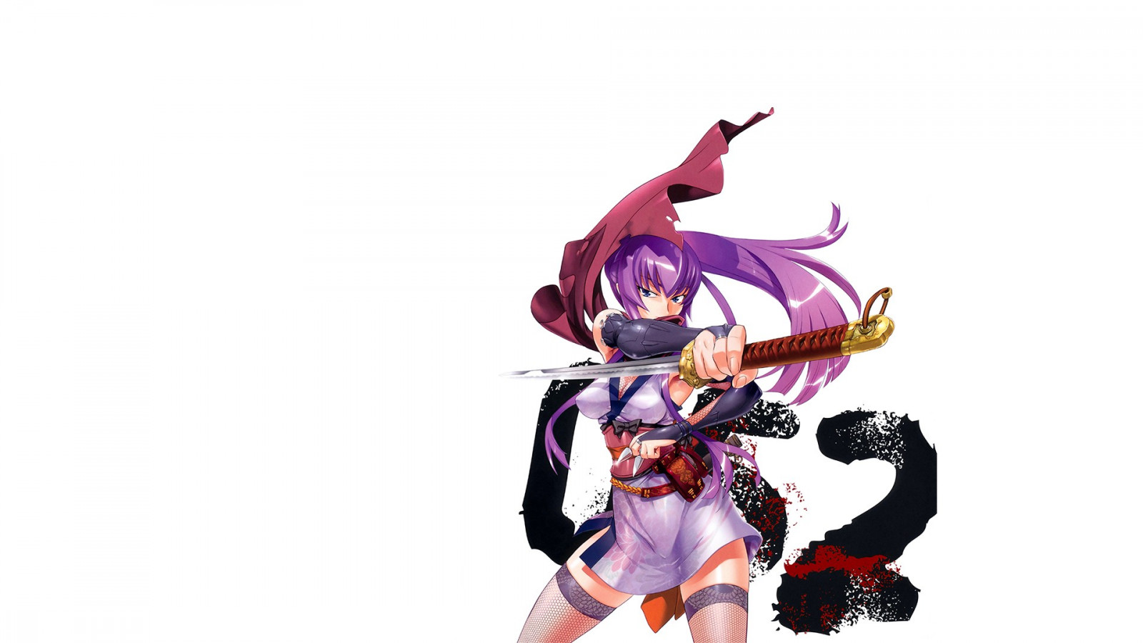 ilustrace, jednoduché pozadí, anime, anime dívky, kreslená pohádka, katana, Hračka, Střední škola mrtvých, Busujima Saeko, figurka, akční figurka