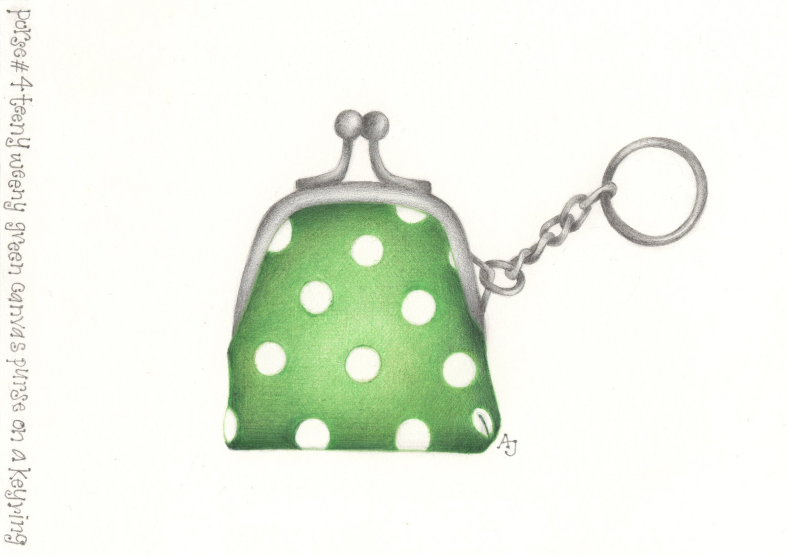 zelená, ilustrace, aj, kroužek na klíče, výkres, puntíky, peněženka, Příslušenství, Colourpencil, peněženky, Joni, Joni Mitchell, Facebook, název písně, Colorballpoint, Andreajoseph, Areajosephsillustrations