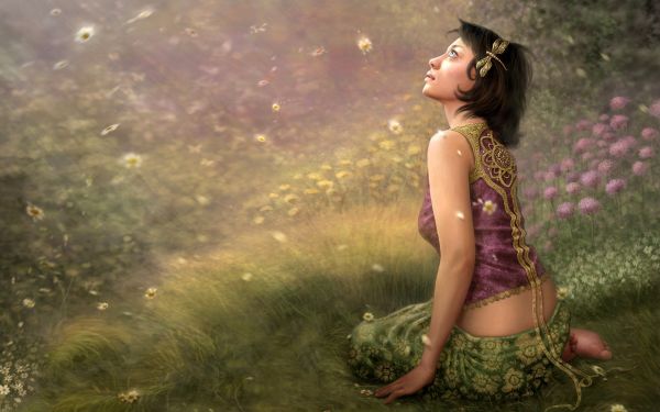 girl,grass,sit,fantasy