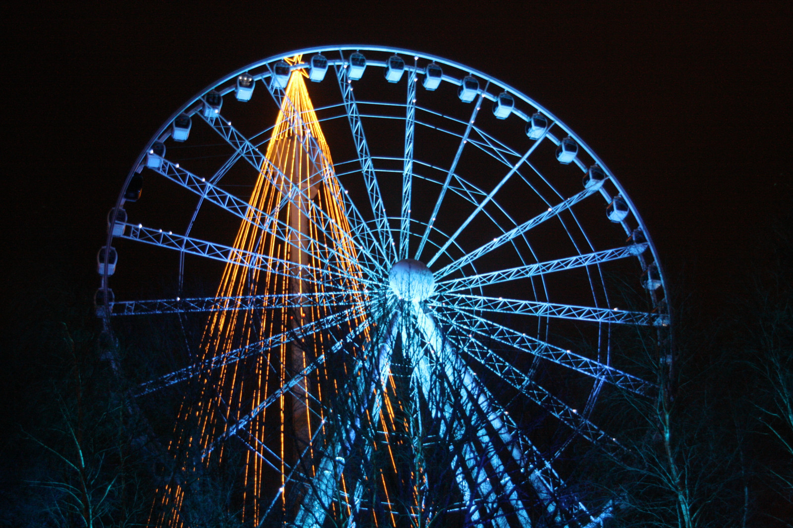 Wallpaper lights, night, architecture, space, sky, ferris wheel, Christmas, metropolis