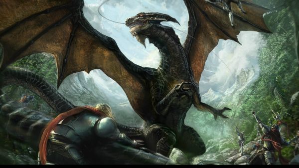 dragon,mythology,fantasy art,cartoon,jungle,screenshot