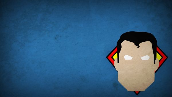 illustration, minimalism, blue background, blue, red, superhero