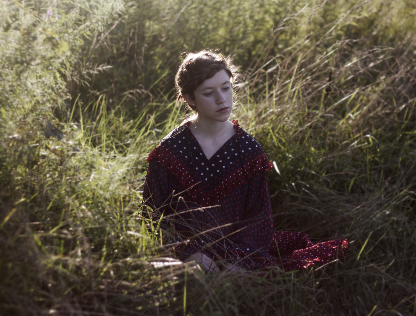 ritratto, auto ritratto, ragazza, campo, 50 millimetri, Pois, adolescente, corona, 365, ora d'oro, treccia, Braidcrown