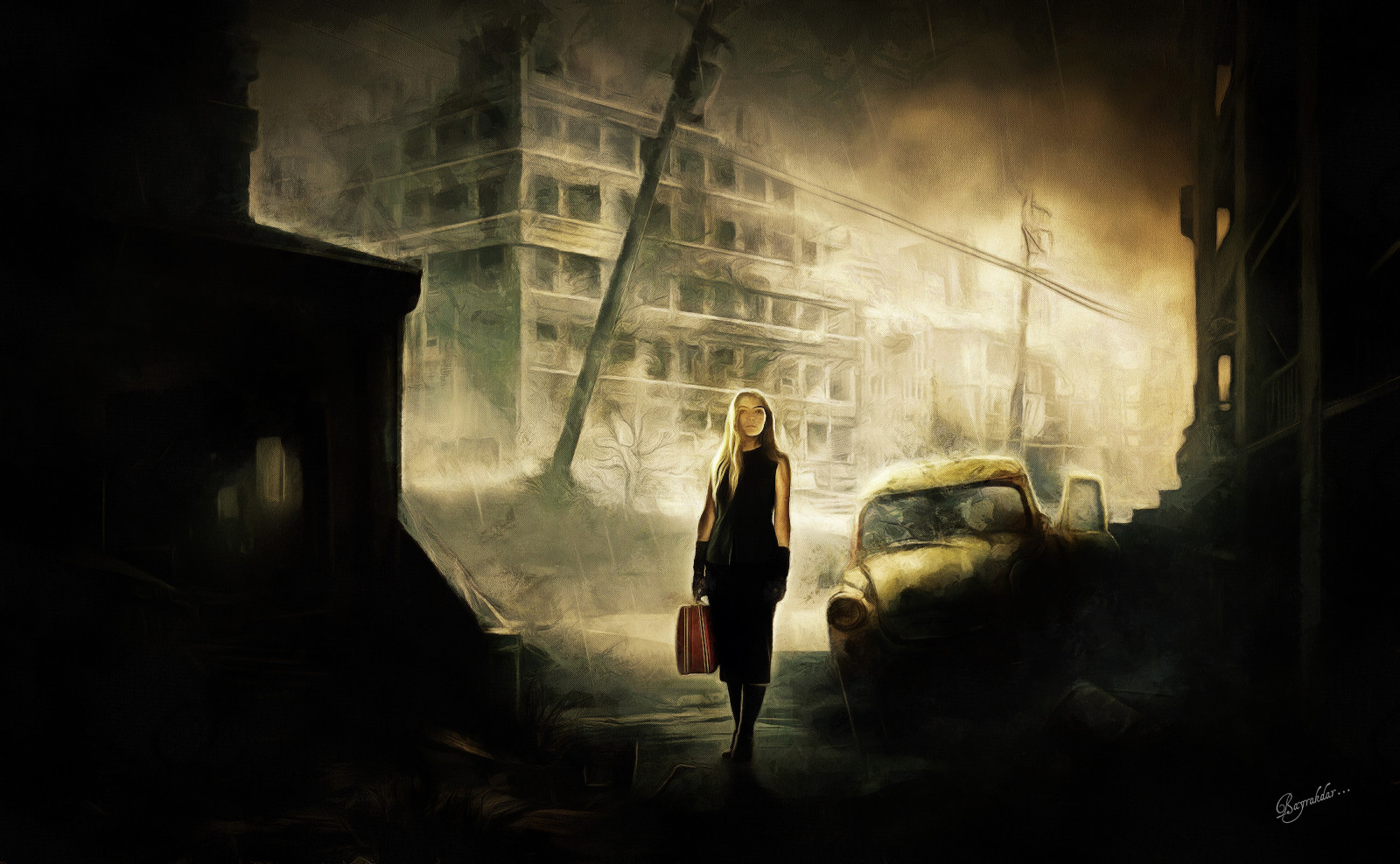 Wallpaper : women, night, apocalyptic, artwork, midnight, light ...
