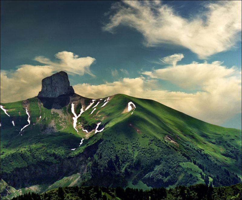 nebe, Příroda, horských reliéf, vysočina, hora, zelená