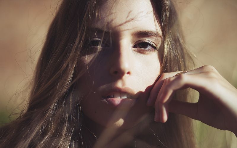 tvář, model, portrét, fotografování, ženy, pusa