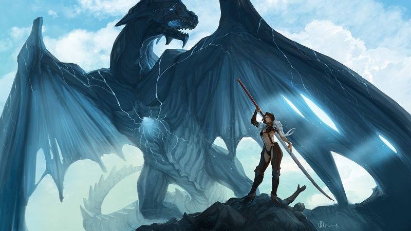 illustration, fantasy art, fantasy girl, anime, blue, animals illustration, fantasy art, fantasy girl, anime, blue, animals