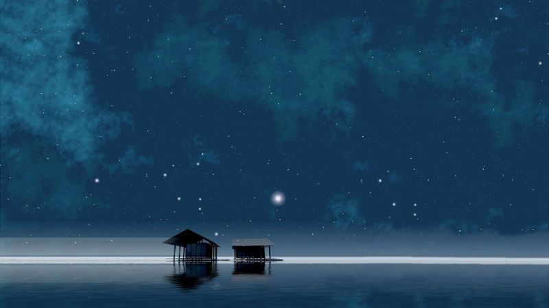 notte, spazio, riflessione, cielo, chiaro di luna, orizzonte notte, spazio, riflessione, cielo, chiaro di luna, orizzonte