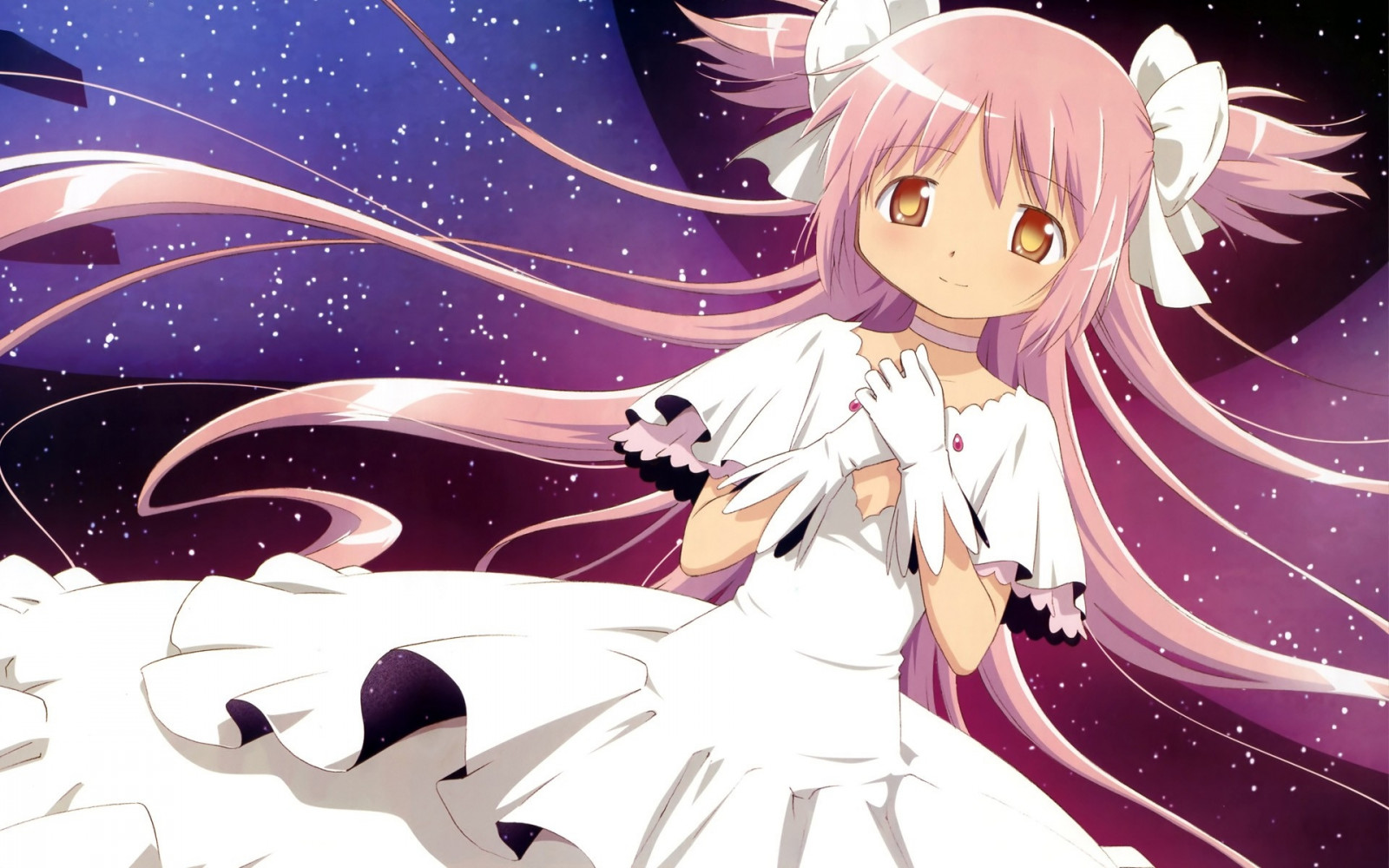 Wallpaper anime, girl, smile, dress, white, tender 1920x1200