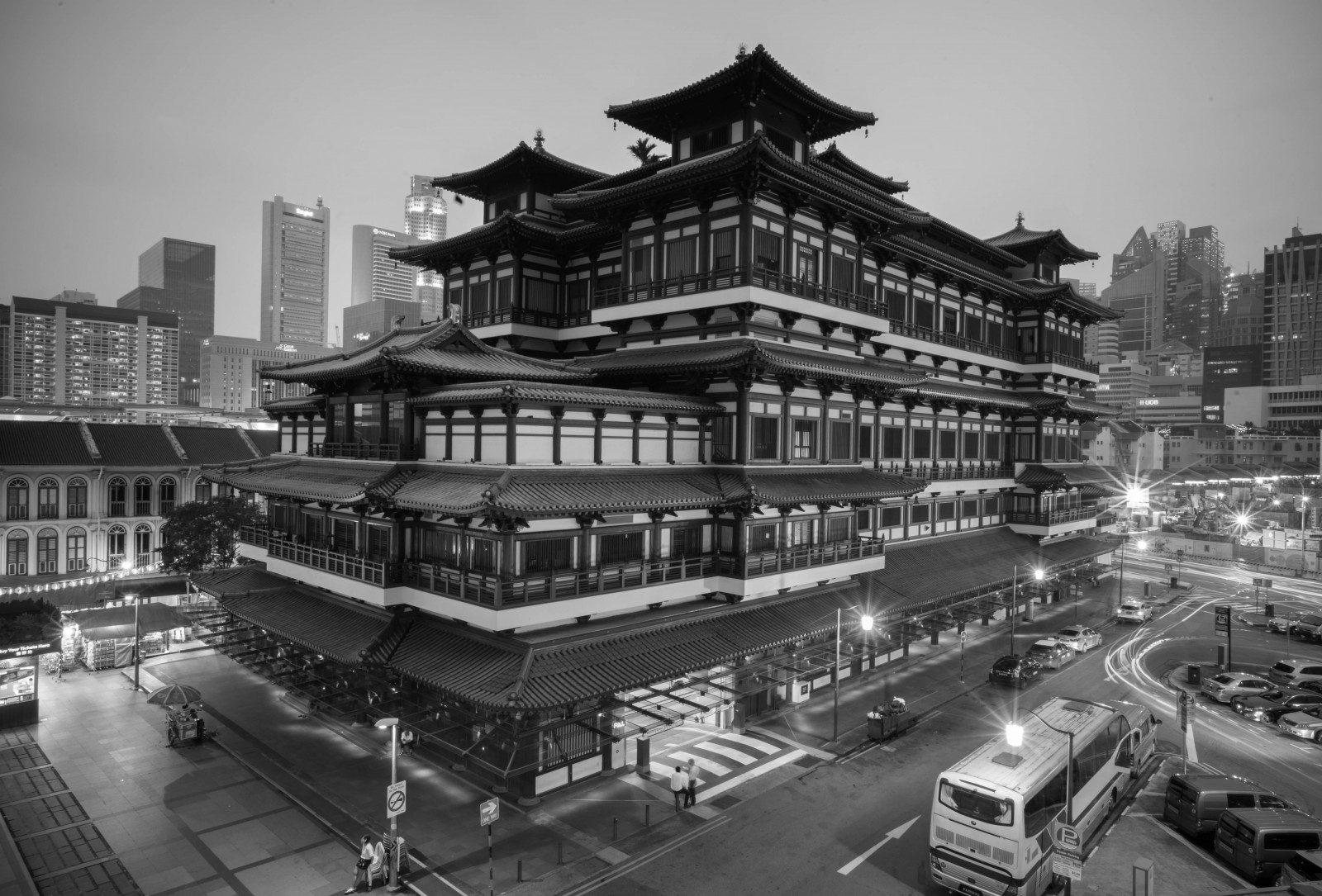 Upřímný, Gronau, Sony, alfa-7, Singapur, Singapore, schwarz, Weis, Černá, bílý, Čína, Buddha, chrám, Relikvie, langzeit, belichtung, dlouho, expozice