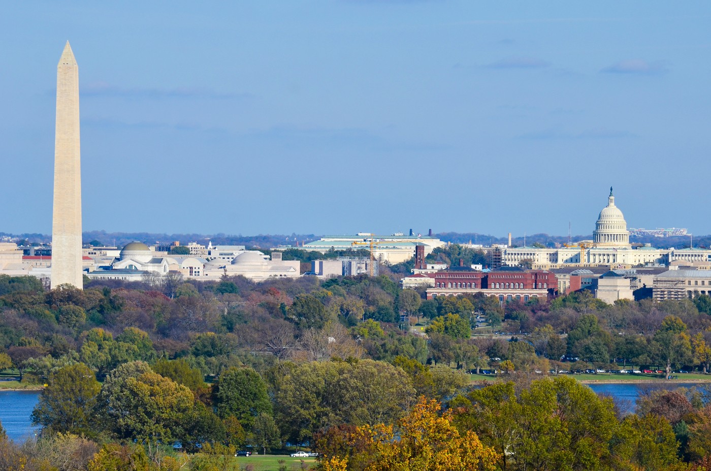 landskab, by, bybilledet, bakke, skyline, tårn, horisont, Washington DC, monument, milepæl