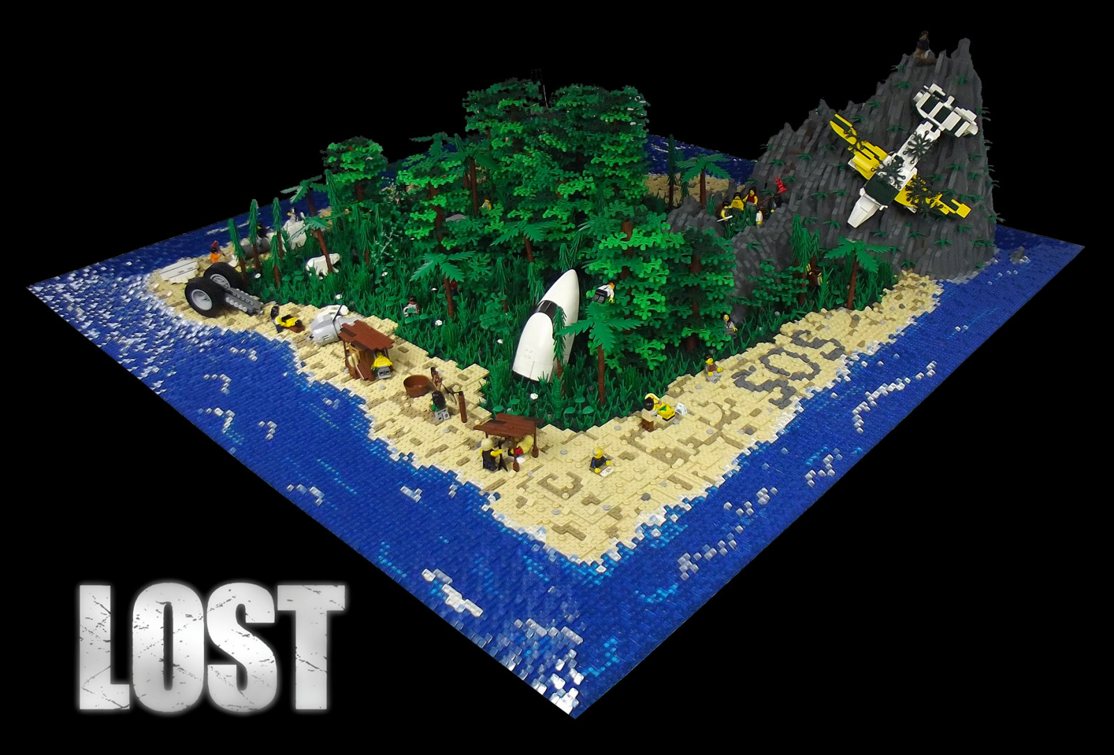 město, pláž, letadlo, mrtví, Ztracený, ostrov, ostrovy, LEGO, pád, dlaň, bunkr, moc, Zagubieni