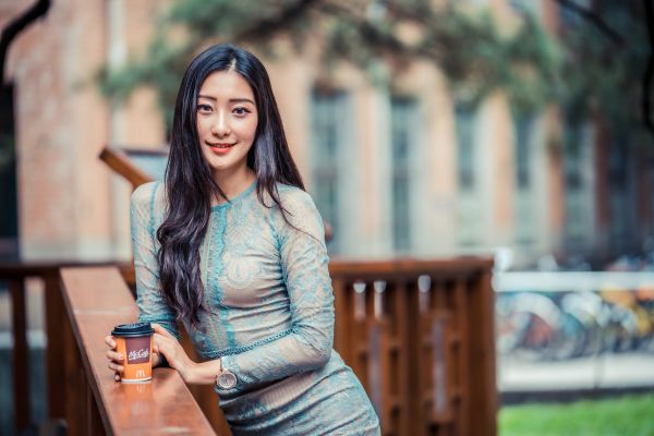 model, women, long hair, Asian, brunette, depth of field