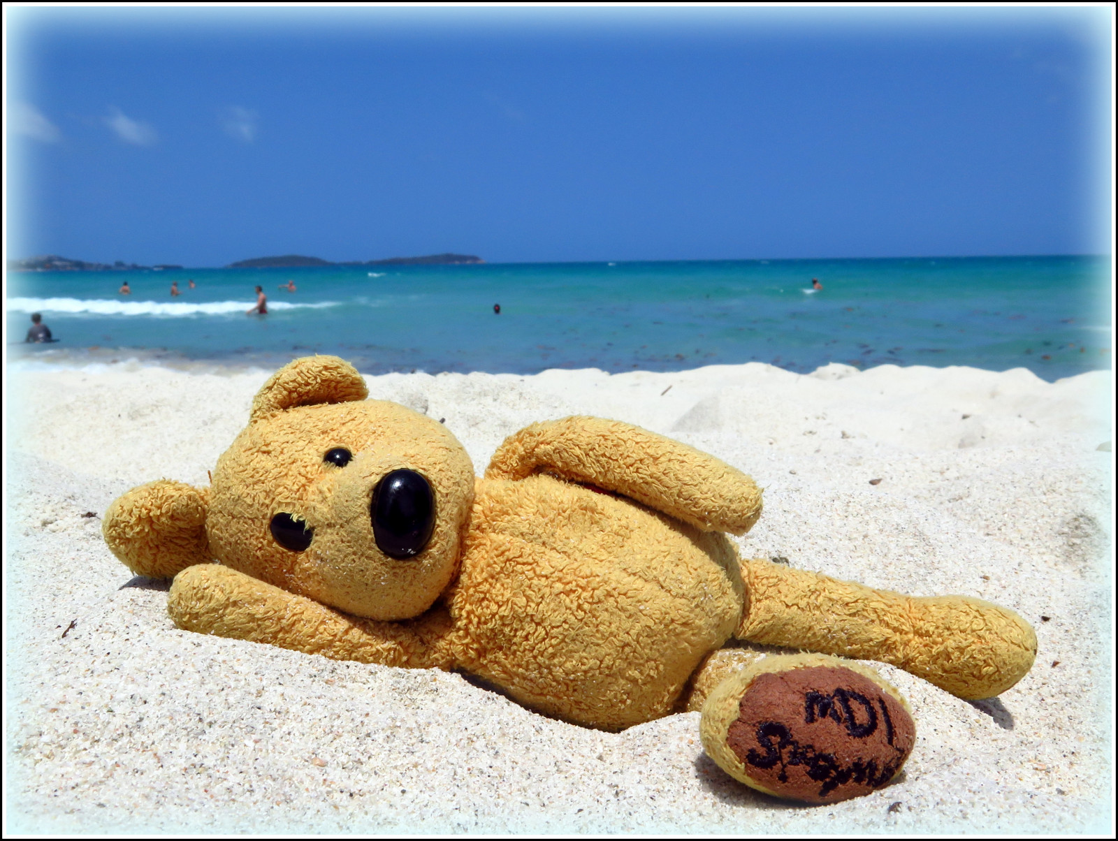 rilassare, turchese, bleu, ciel, vago, plage, Nunu, peluche, Nounours, oceano, Canonpowershotg16