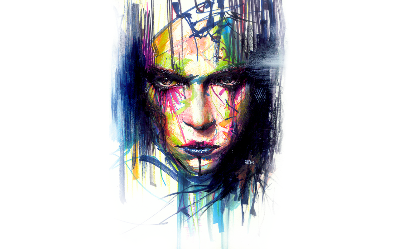 Minjae Lee, greno89, ženy, umělecká díla, malování, tvář