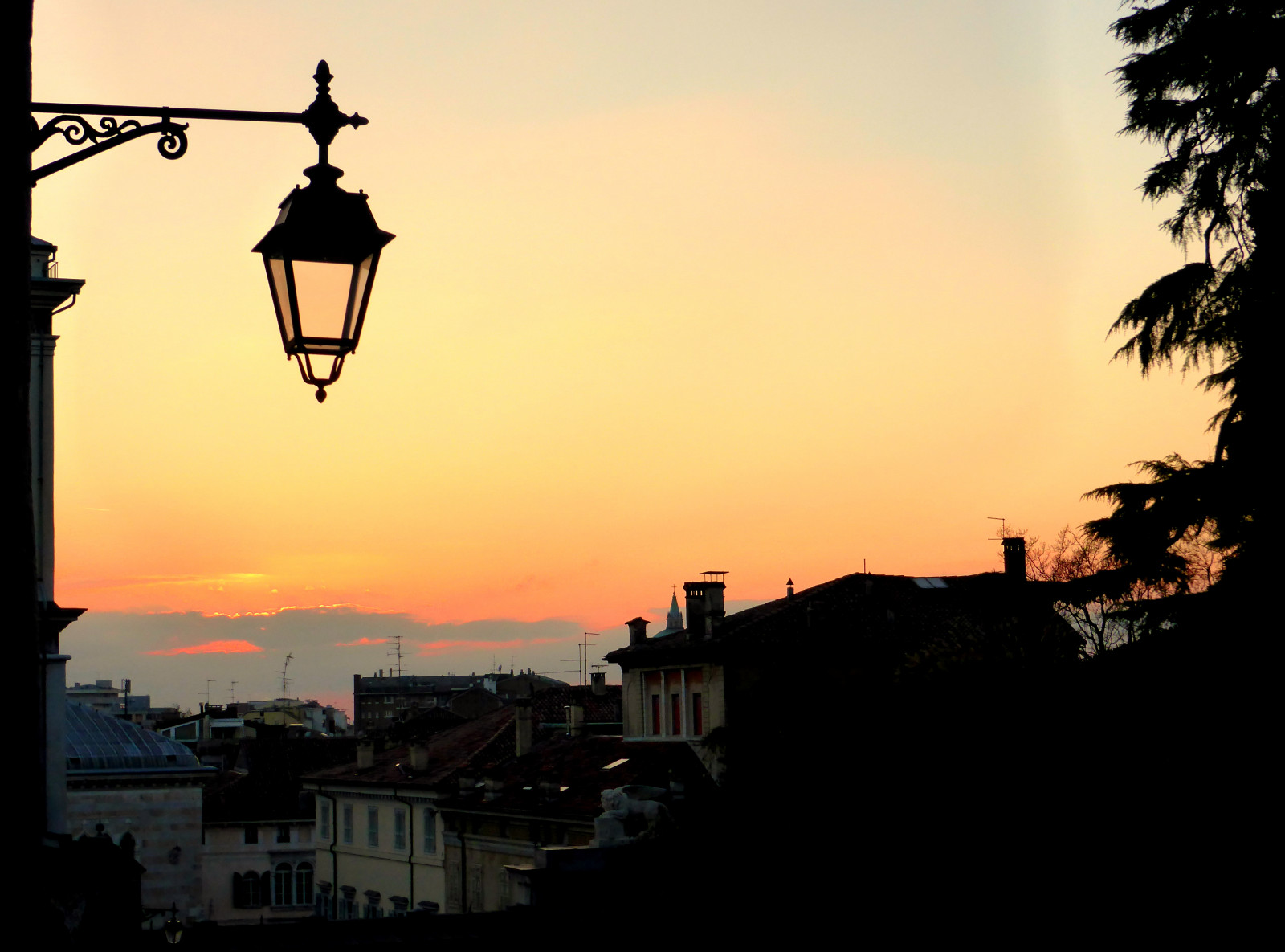 panorama, lumix, Tramonto, tetti, caso, Panasonic, cielo, lampione, Sera, Citta, udine, Skiappa