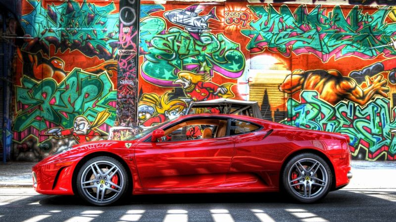 auto, vozidlo, grafiti, športové autá, Ferrari, Ferrari F430