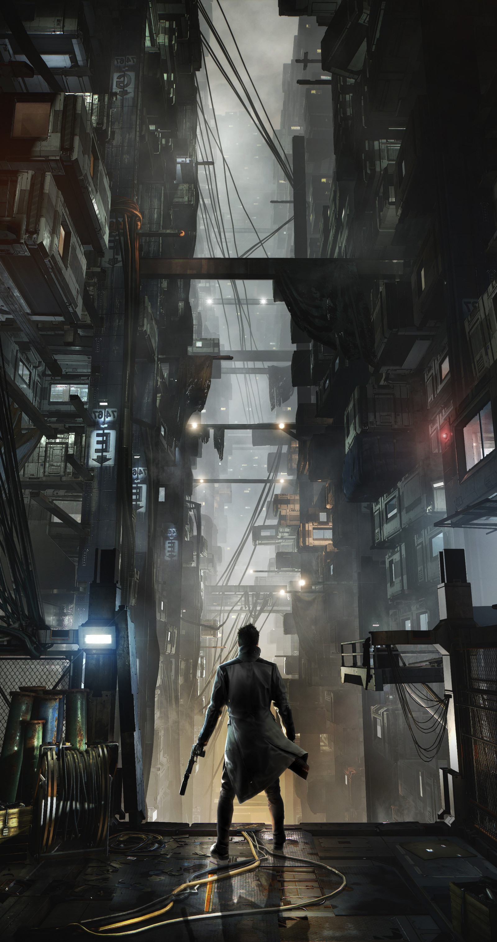 2160x4096 px, Adam Jensen, cyberpunk, Deus Ex lidstvo Rozdělená, futuristický, videohry