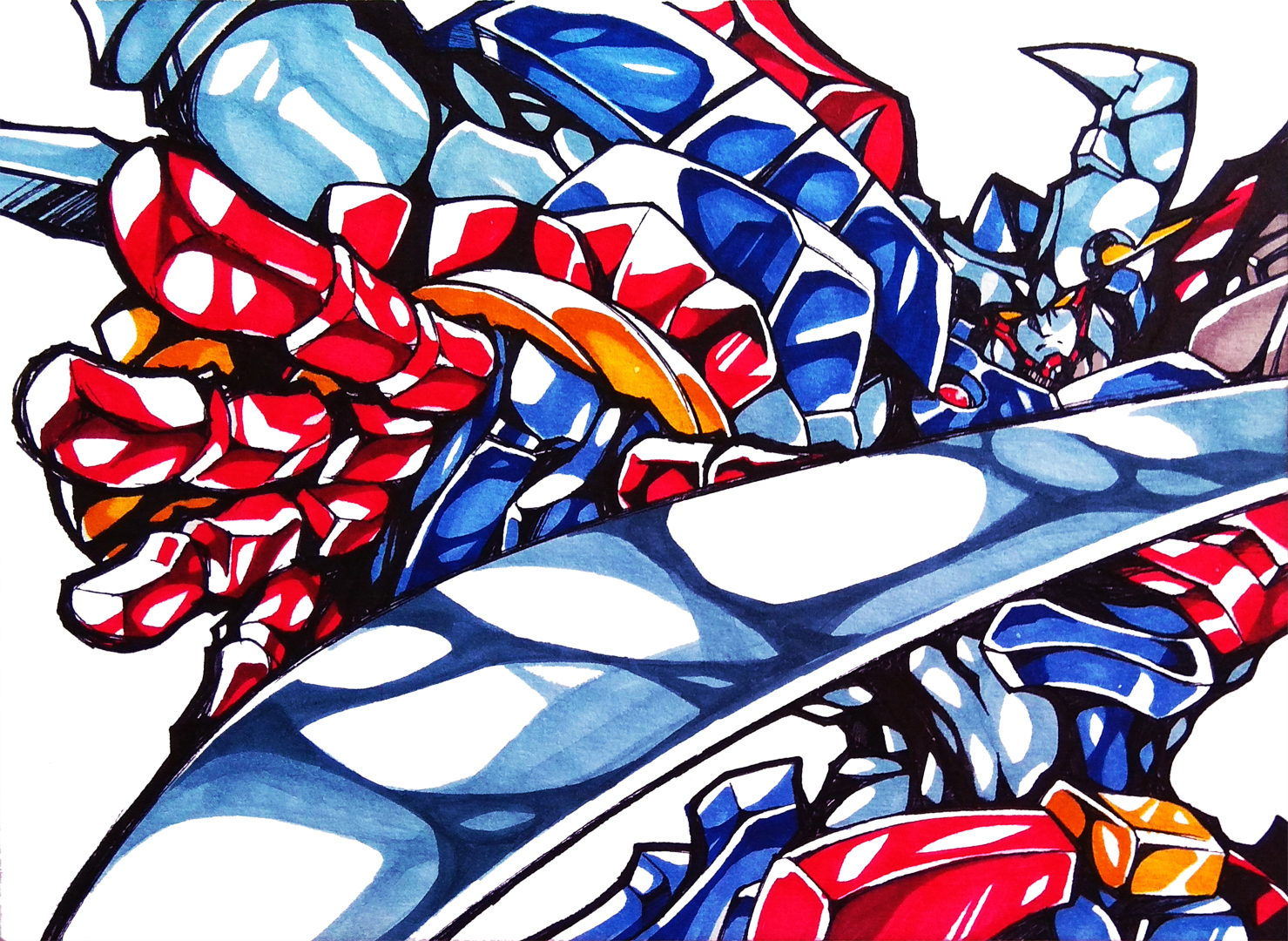anime, mech, Super Robot Wars, Dygenguar, opera d'arte, arte digitale, fan art