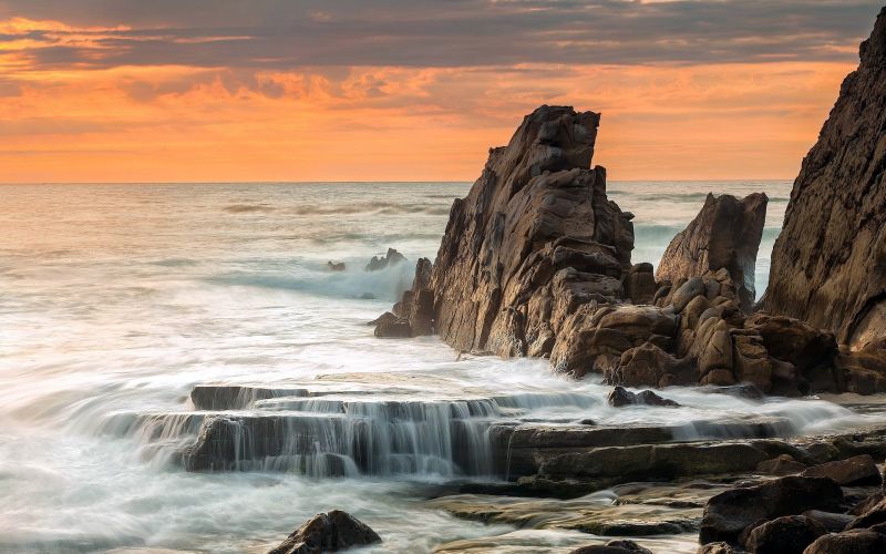 landscape, sunset, sea, bay, water, rock landscape, sunset, sea, bay, water, rock
