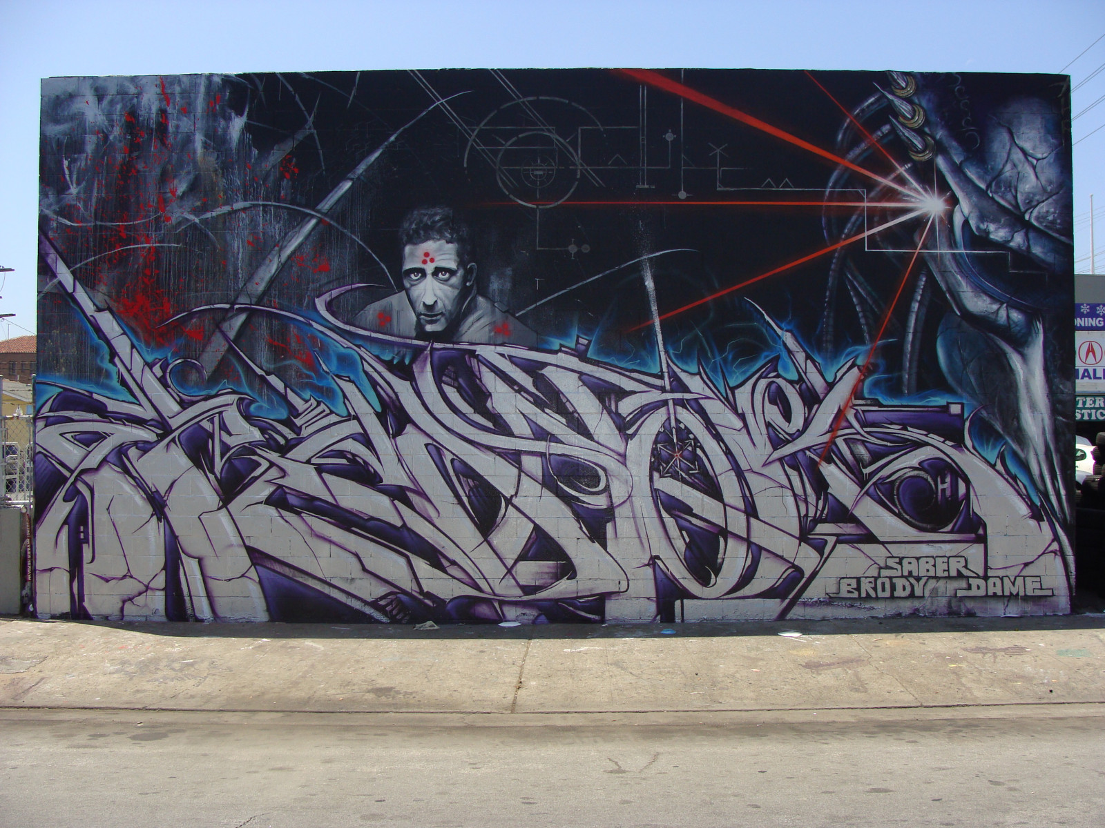 Mauer, Säbel, Graffiti, Straßenkunst, Wandgemälde, KUNST, Dame, Los Angeles, Awr, Msk, Siebter, Brody