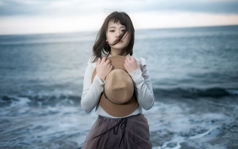 女性, モデル, アジア人, 日光, 海, ビューアを見て 女性, モデル, アジア人, 日光, 海, ビューアを見て