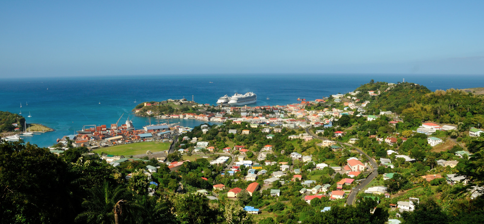 oceano, cruzeiro, azul, panorama, St, porta, ilha, Vejo, barco, Nikon, navio, Profundo, Ensolarado, Grenada, tropical, enorme, Caribe, Georges, D300, Paquebot