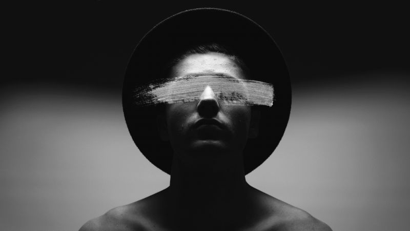 bílý, Černá, muži, tvář, černobílý, portrét