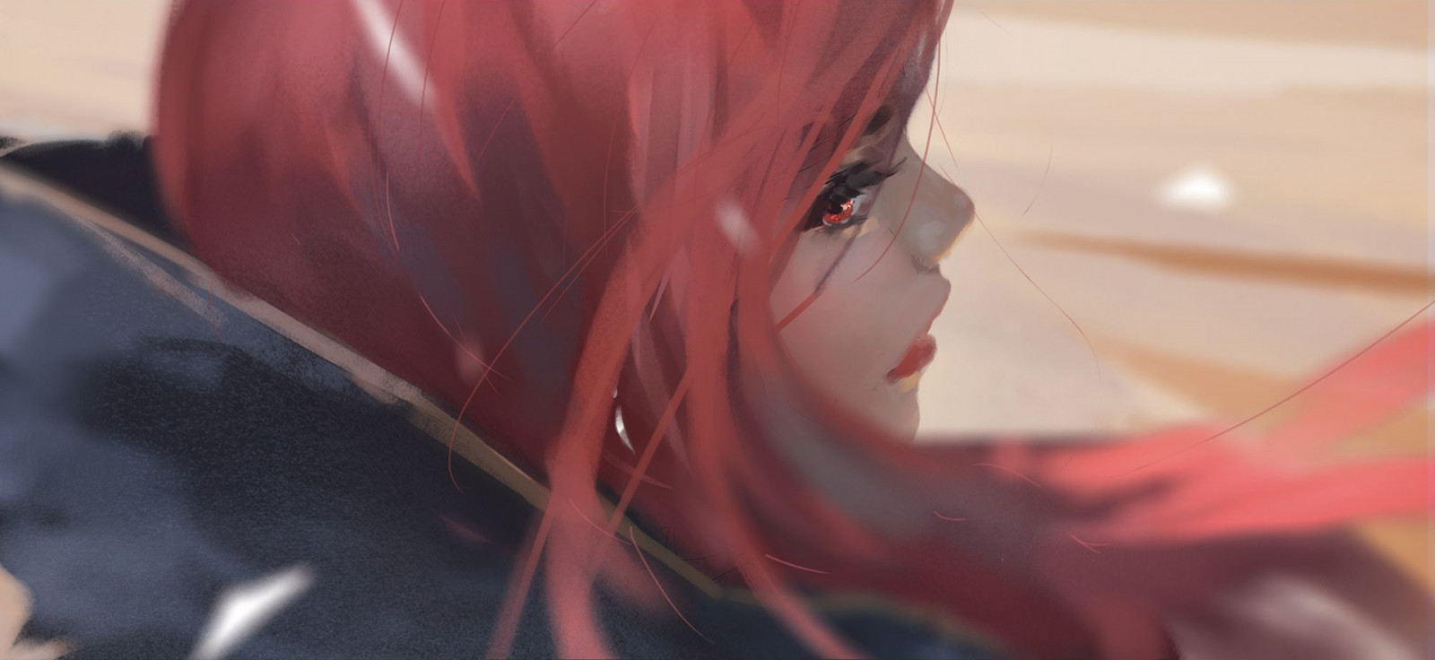 Ghostblade, WLOP, ryšavý, červené oči, digitální umění