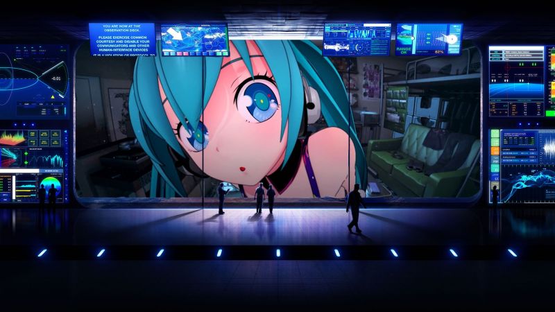 anime dívky, Vocaloid, Hatsune Miku, stroj, prostor, technika anime dívky, Vocaloid, Hatsune Miku, stroj, prostor, technika