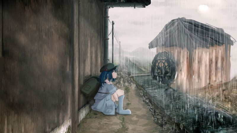anime, anime dívky, modré vlasy, déšť, umělecká díla, zima anime, anime dívky, modré vlasy, déšť, umělecká díla, zima