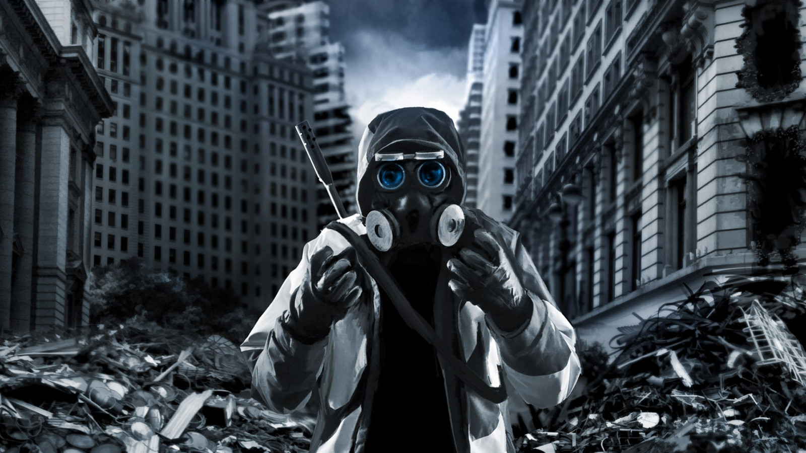 Wallpaper : monochrome, gas masks, apocalyptic, destruction ...