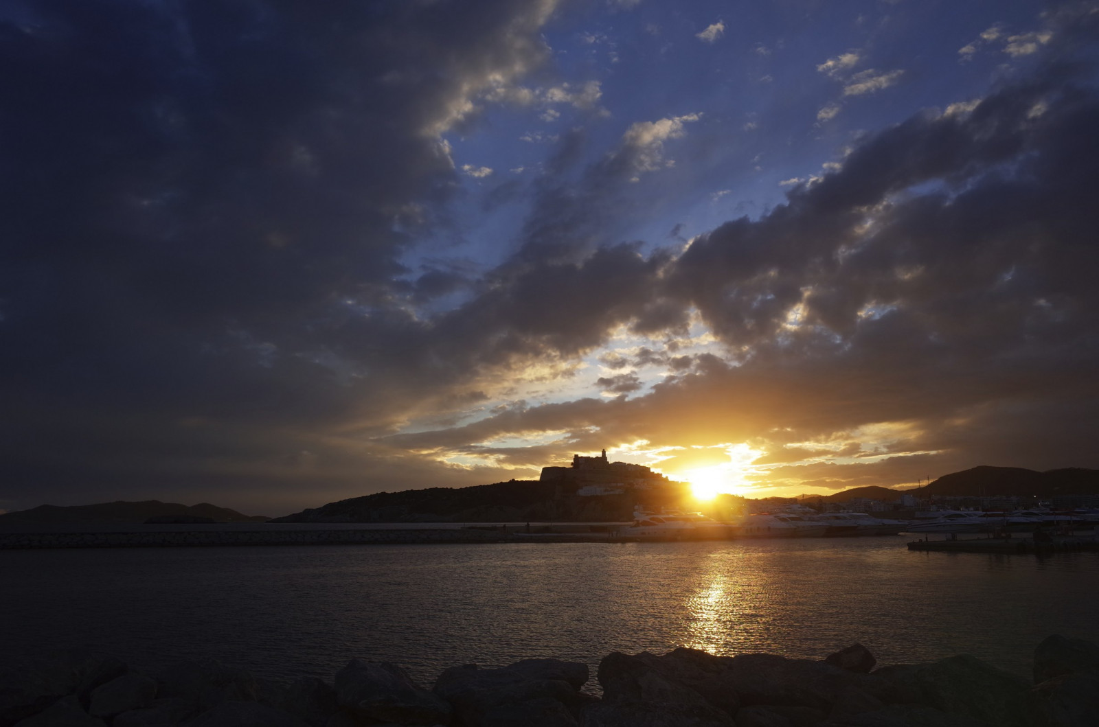 západ slunce, moře, nebe, mrak, slunce, ibiza, ricohgr