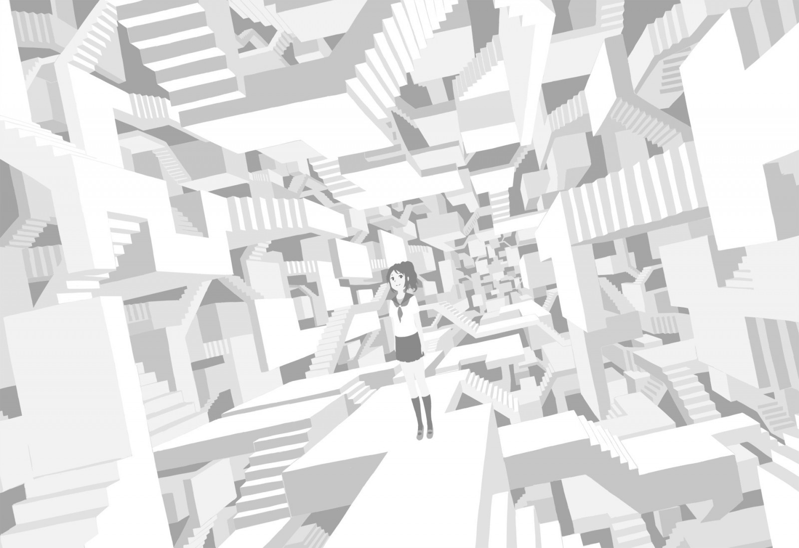 tegning, illustration, monokrom, Anime piger, tekst, surrealistisk, mønster, trappe, plan, mærke, form, design, linje, skitse, sort og hvid, monokrom fotografering, boligområde, skrifttype, diagram, byplanlægning