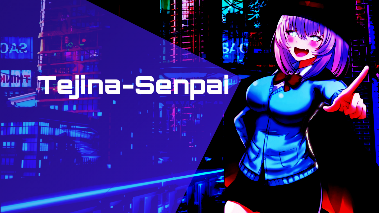 anime, anime dívky, waifu2x, Tejina senpai, krajina, neon